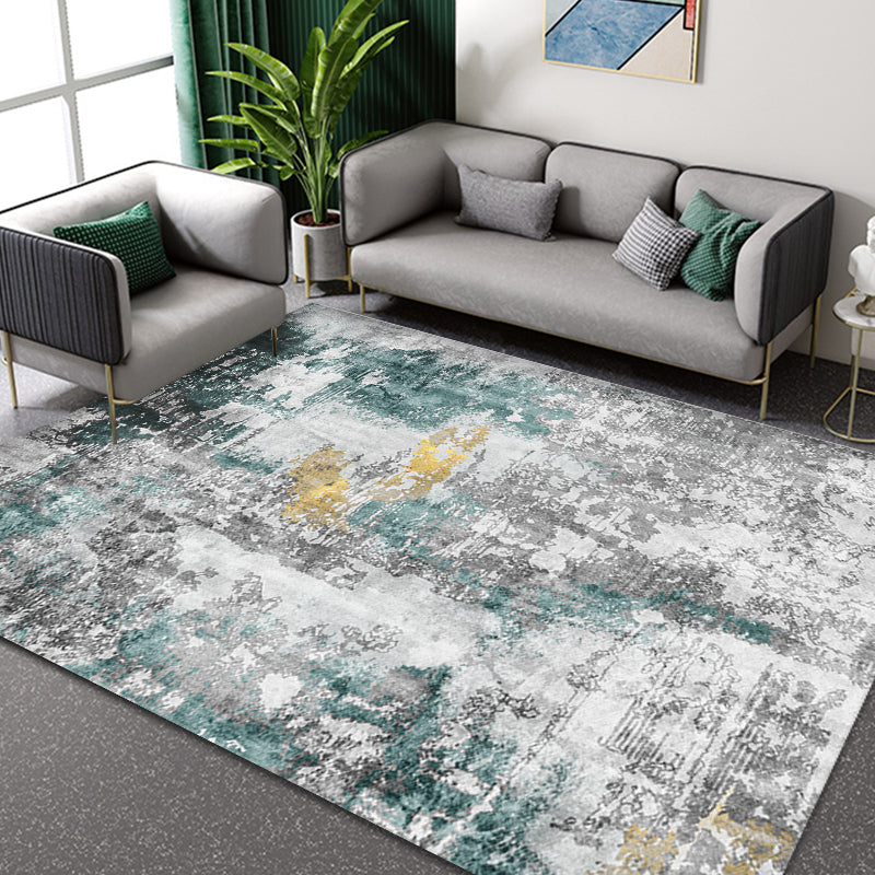 Modern Abstract Rug Smoke Grey Polyester Rug Anti-Slip Backing Pet Friendly Washable Area Rug for Home Aqua Clearhalo 'Area Rug' 'Rugs' 'Shabby Chic' Rug' 1868688