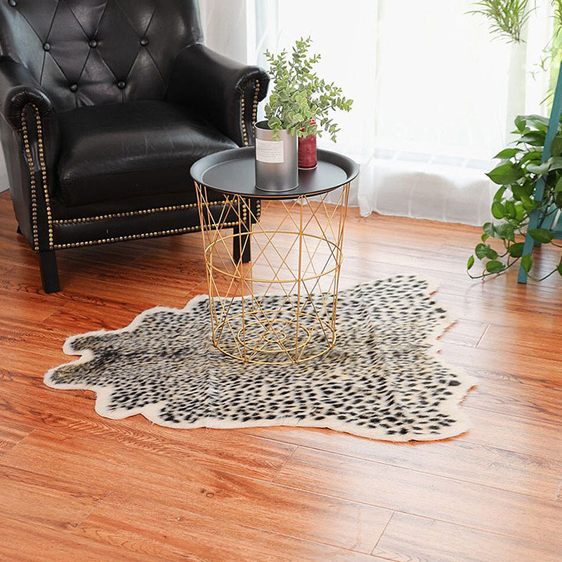 Black Bedroom Rug Modern Leopard Pattern Rug Polyester Anti-Slip Backing Washable Area Rug Black 2'11