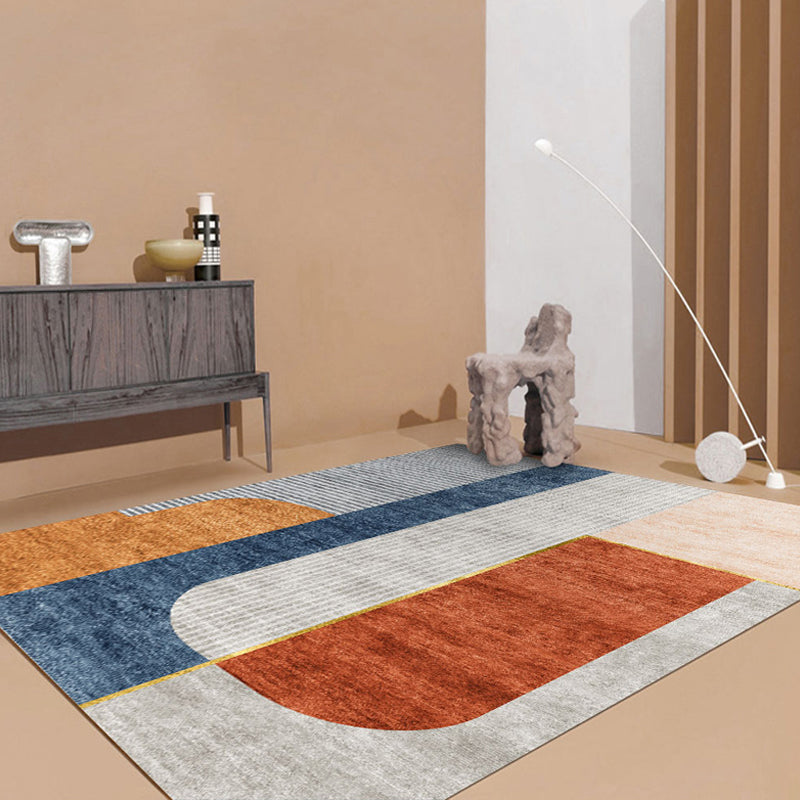 Orange-Red Modern Rug Polyester Colorblock Striped Pattern Rug Pet Friendly Washable Non-Slip Carpet for Home Light Gray Clearhalo 'Area Rug' 'Rug' 1868950