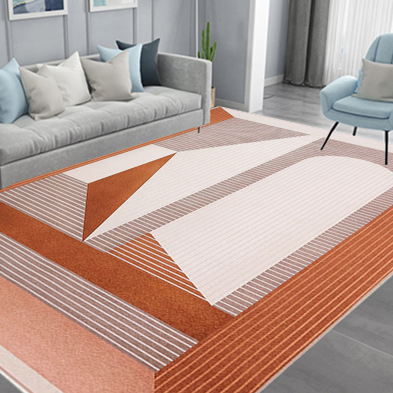 Orange Living Room Rug Modernist Striped Pattern Rug Chenille Washable Anti-Slip Backing Pet Friendly Carpet Clearhalo 'Area Rug' 'Rug' 1868992