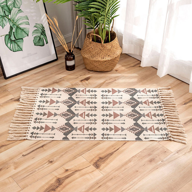 Multicoloured Tribal Stripe Pattern Rug Flax Bohemian Rug Pet Friendly Washable Non-Slip Area Rug for Living Room Clearhalo 'Area Rug' 'Bohemian' 'Rugs' Rug' 1869006