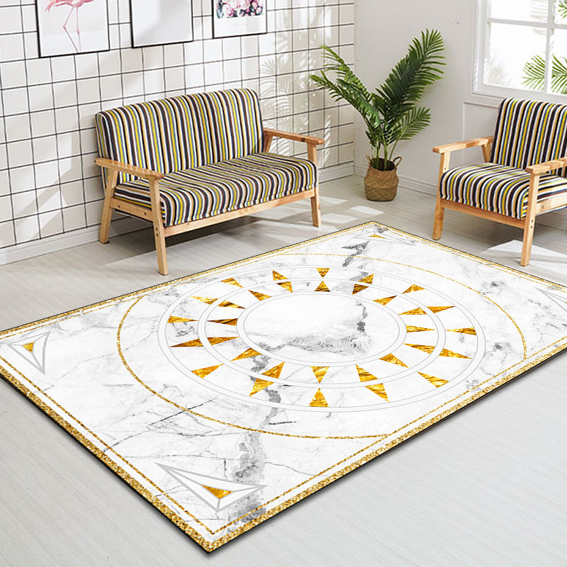 White Geometric Pattern Rug with Marble Surface Polyester Modern Rug Washable Non-Slip Pet Friendly Carpet for Living Room Yellow Clearhalo 'Area Rug' 'Modern' 'Rugs' Rug' 1869087