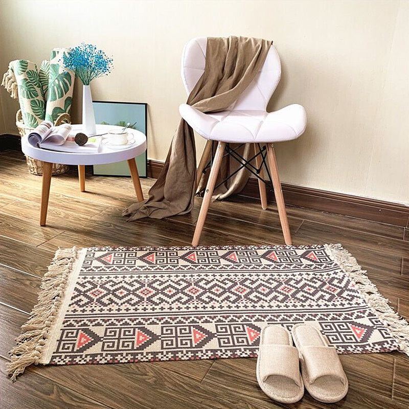 Unique Tribal Pattern Rug Multicolor Southwestern Rug Cotton Washable Non-Slip Pet Friendly Carpet for Living Room Black Clearhalo 'Area Rug' 'Rugs' 'Southwestern' Rug' 1869485