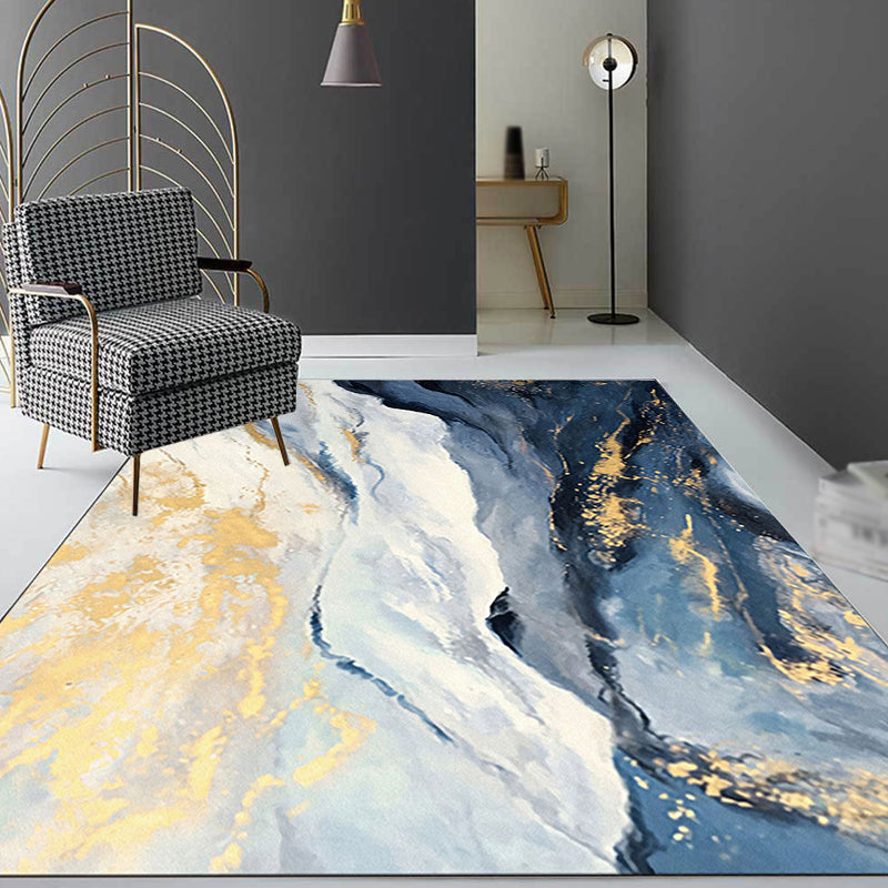 Modern Decoration Rug Blue Watercolor Pattern Rug Polypropylene Washable Non-Slip Pet Friendly Area Rug Clearhalo 'Area Rug' 'Rug' 1869497