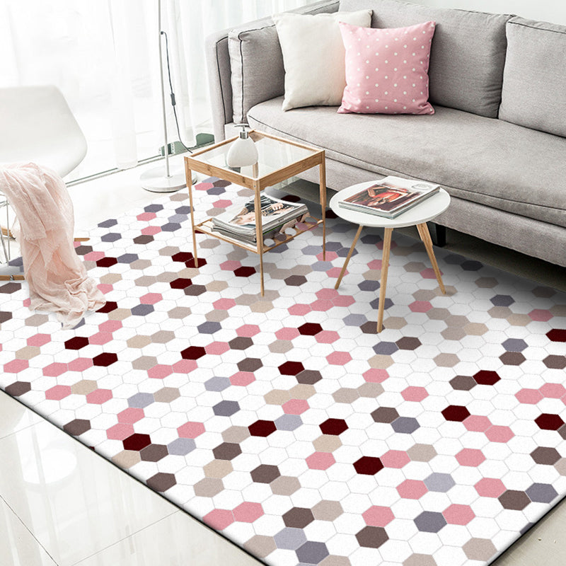 Multicoloured Bedroom Rug Modernist Geometric Pattern Rug Polyester Anti-Slip Backing Washable Area Rug Pink Clearhalo 'Area Rug' 'Modern' 'Rugs' Rug' 1869512