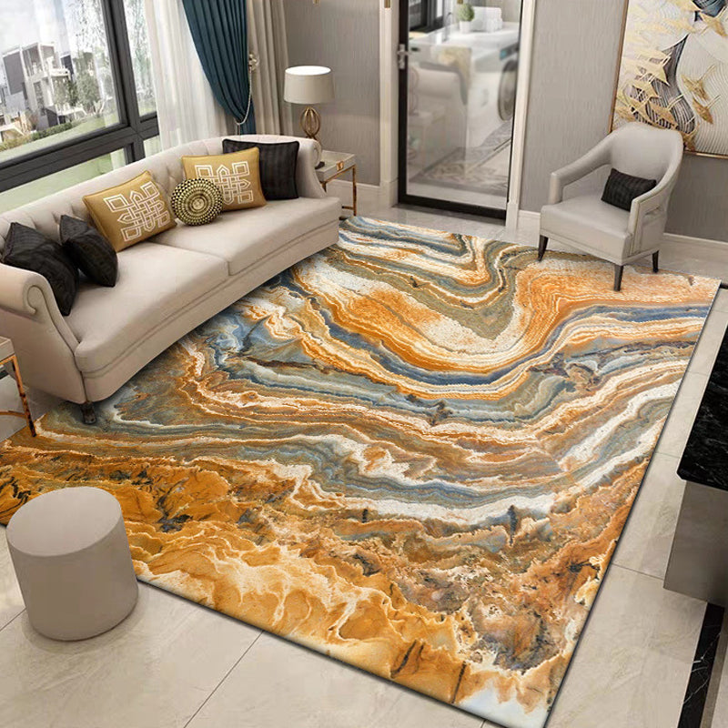 Brown Living Room Rug Modernism Swirl Striped Pattern Rug Synthetics Machine Washable Non-Slip Backing Carpet Clearhalo 'Area Rug' 'Rug' 1869680