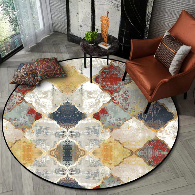 Tribal Geometry Ogee Pattern Rug Red Moroccan Rug Polyester Pet Friendly Washable Non-Slip Area Rug for Decoration Red Clearhalo 'Area Rug' 'Moroccan' 'Rugs' Rug' 1869849