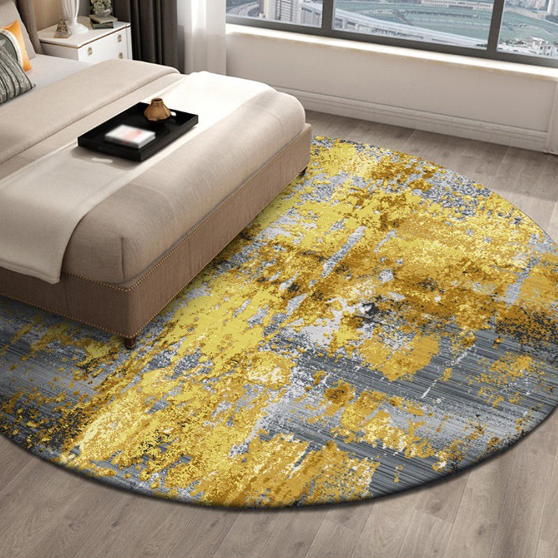 Industrial Abstract Rug Gold Polyester Carpet Anti-Slip Pet Friendly Washable Rug for Home Clearhalo 'Area Rug' 'Rug' 1870016