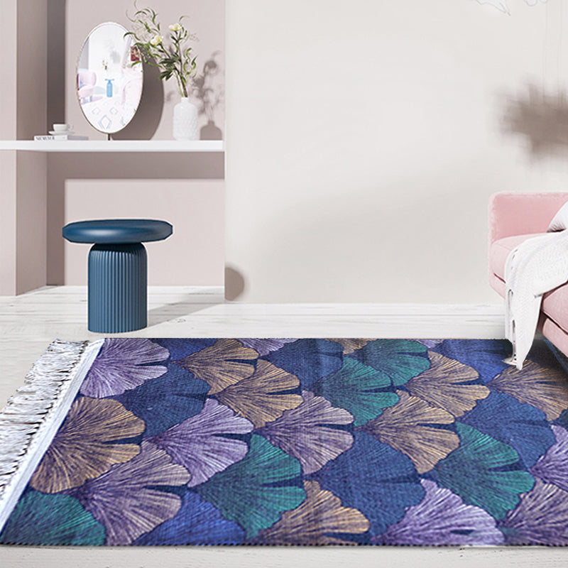 Stylish Leaf Pattern Rug Multicoloured Tropical Rug Cotton Washable Non-Slip Pet Friendly Carpet for Living Room Clearhalo 'Area Rug' 'Rug' 1870090