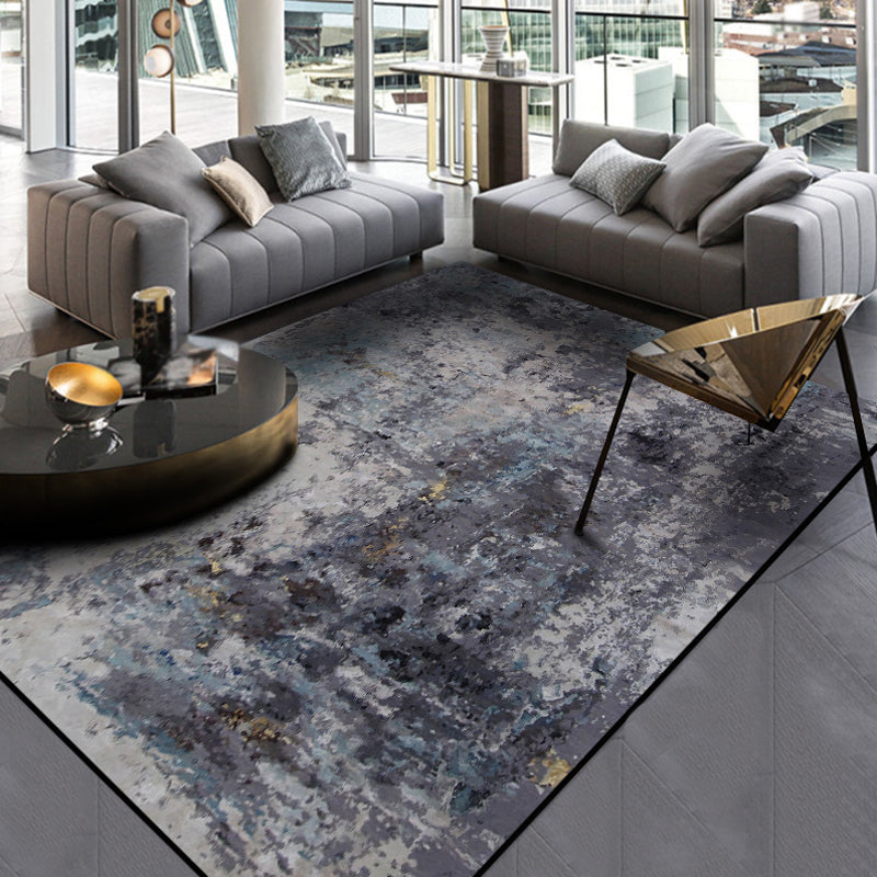 Industrial Living Room Area Rug Black Abstract Indoor Rug Polyester Anti-Slip Washable Pet Friendly Rug Clearhalo 'Area Rug' 'Rug' 1870129