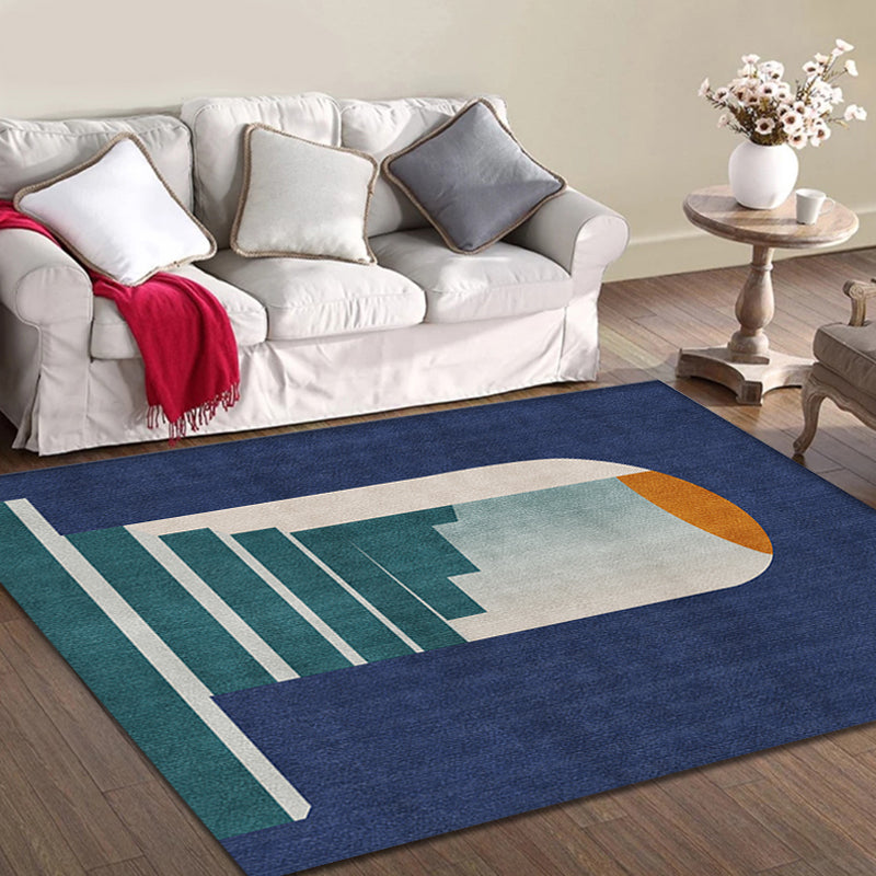 Blue Nordic Rug Polypropylene Door Pattern Rug Pet Friendly Washable Non-Slip Area Rug for Bedroom Clearhalo 'Area Rug' 'Rug' 1870186