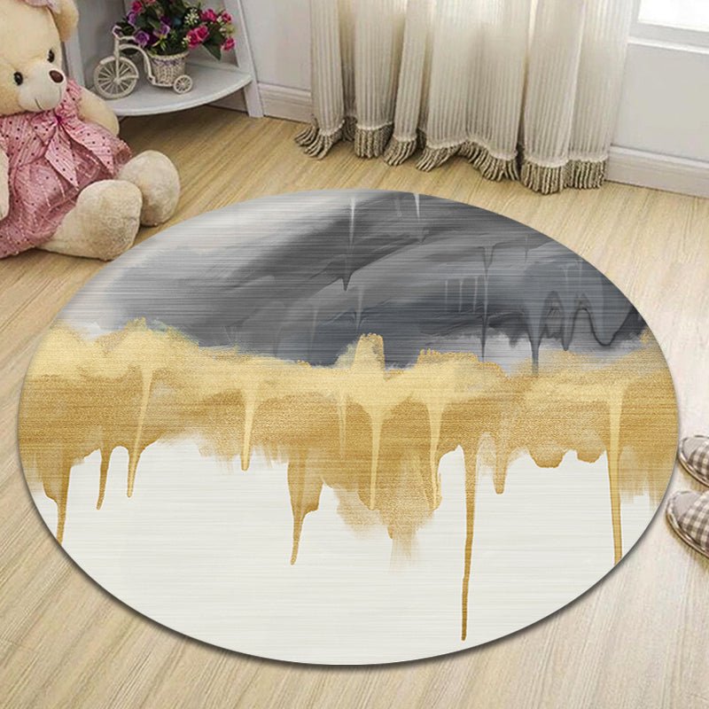 Multi Colored Novelty Rug Polyester Watercolor Pattern Rug Pet Friendly Washable Non-Slip Area Rug for Home Gold Clearhalo 'Area Rug' 'Rug' 1870254