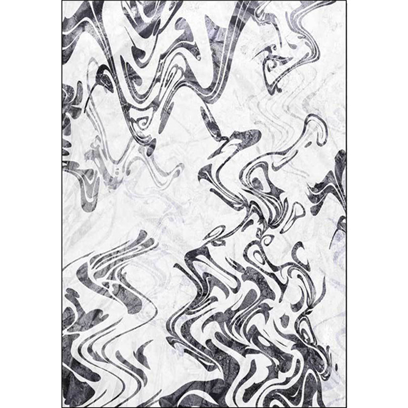 Black and White Study Rug Modernism Abstract Rug Polyester Machine Washable Non-Slip Backing Carpet Clearhalo 'Area Rug' 'Rug' 1870443