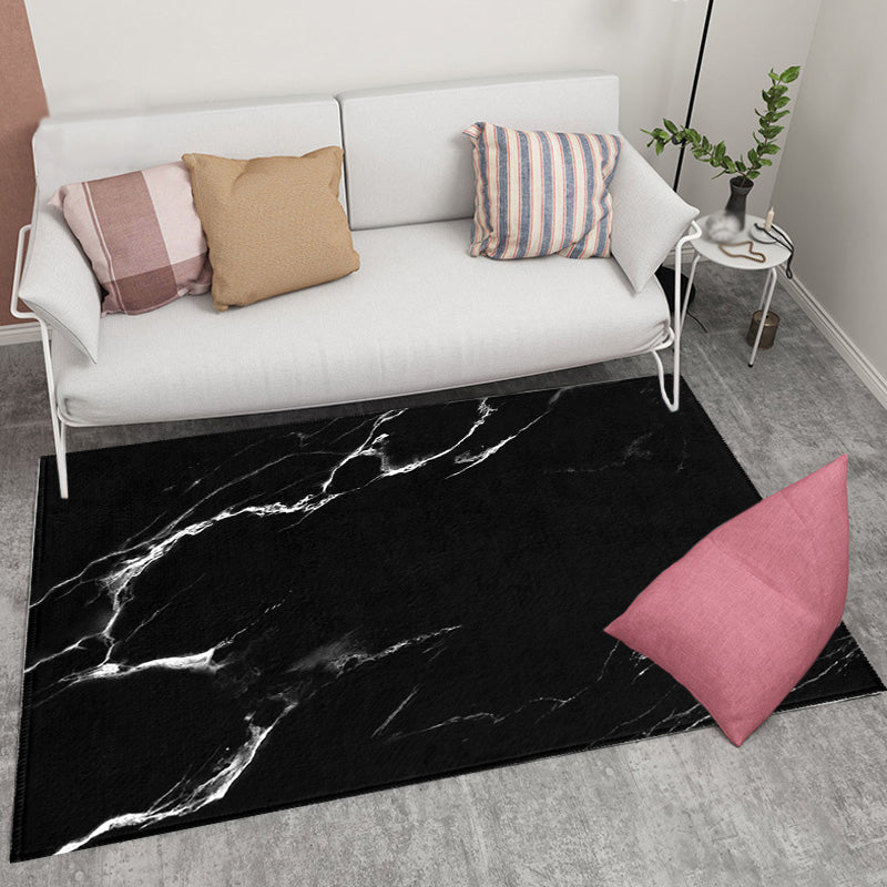 Contemporary Abstract Rug Black and White Synthetics Carpet Anti-Slip Pet Friendly Washable Rug for Decoration Clearhalo 'Area Rug' 'Rug' 1870463