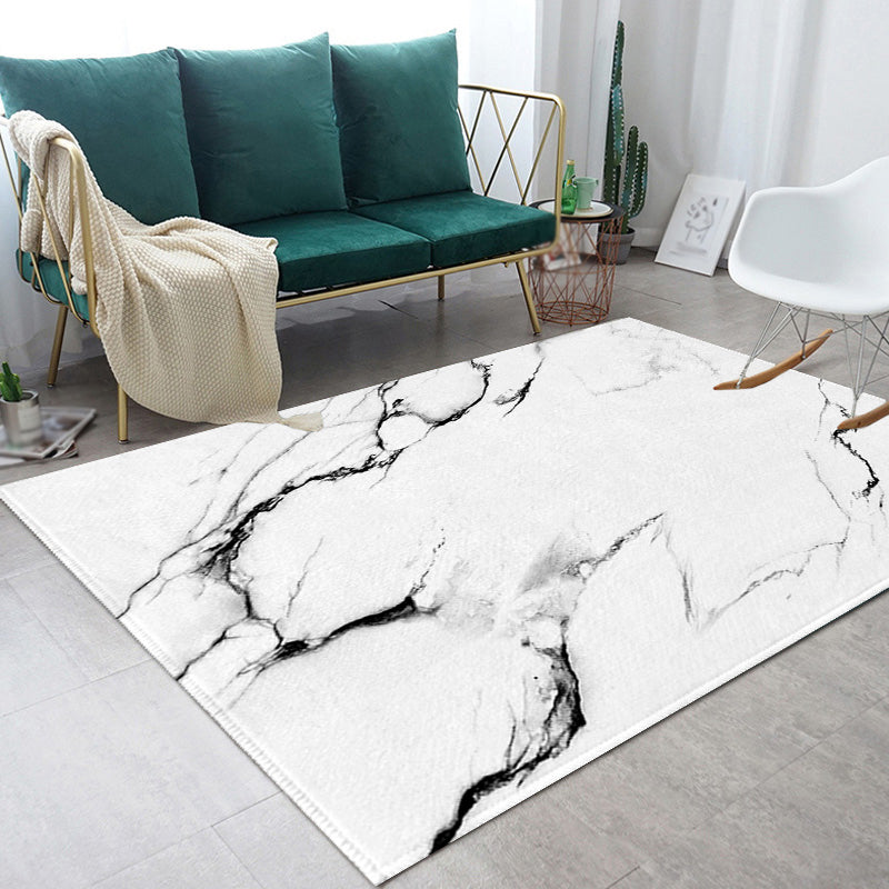 Contemporary Abstract Rug Black and White Synthetics Carpet Anti-Slip Pet Friendly Washable Rug for Decoration Clearhalo 'Area Rug' 'Rug' 1870467
