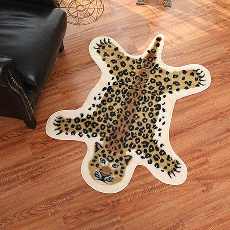 Modernism Leopard Pattern Rug Brown Polyester Rug Non-Slip Pet Friendly Washable Carpet for Living Room Brown 2'7