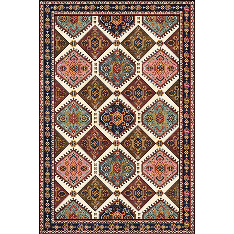 Moroccan Home Rug Brown Tribal Geometrical Pattern Rug Polyester Washable Non-Slip Pet Friendly Area Rug Clearhalo 'Area Rug' 'Moroccan' 'Rugs' Rug' 1870580