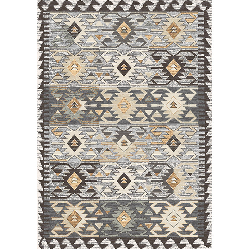 Grey Tribal Rhombus Pattern Rug Polypropylene Bohemian Area Rug Washable Anti-Slip Backing Rug for Living Room Clearhalo 'Area Rug' 'Rugs' 'Southwestern' Rug' 1870662