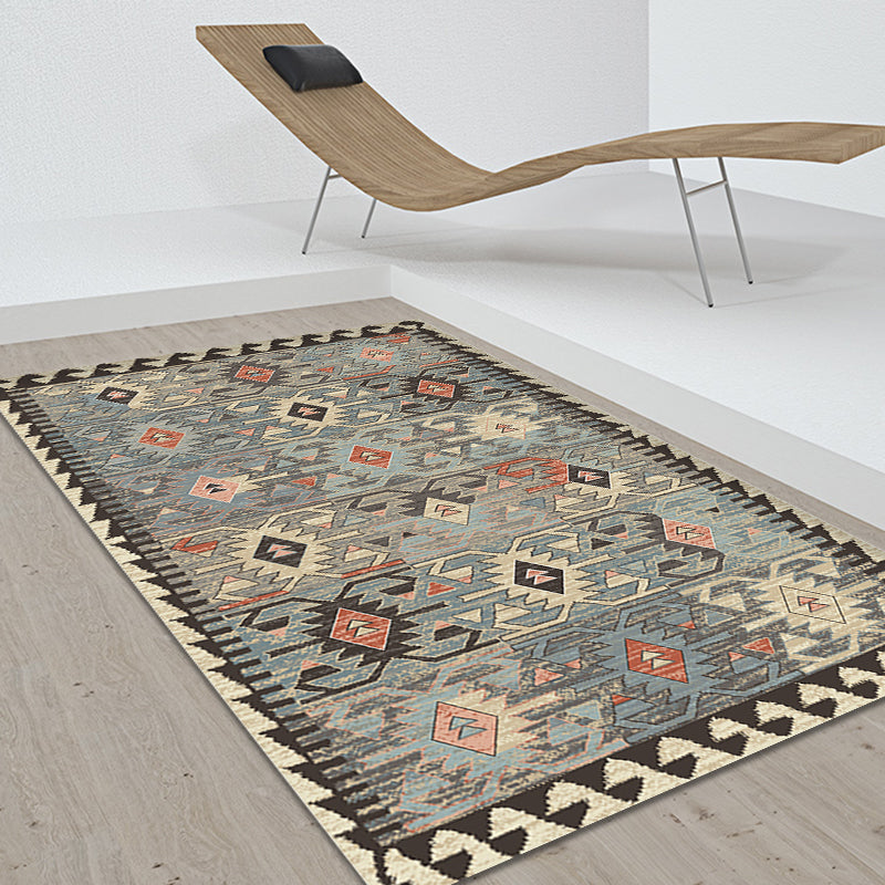 Grey Tribal Rhombus Pattern Rug Polypropylene Bohemian Area Rug Washable Anti-Slip Backing Rug for Living Room Clearhalo 'Area Rug' 'Rugs' 'Southwestern' Rug' 1870664