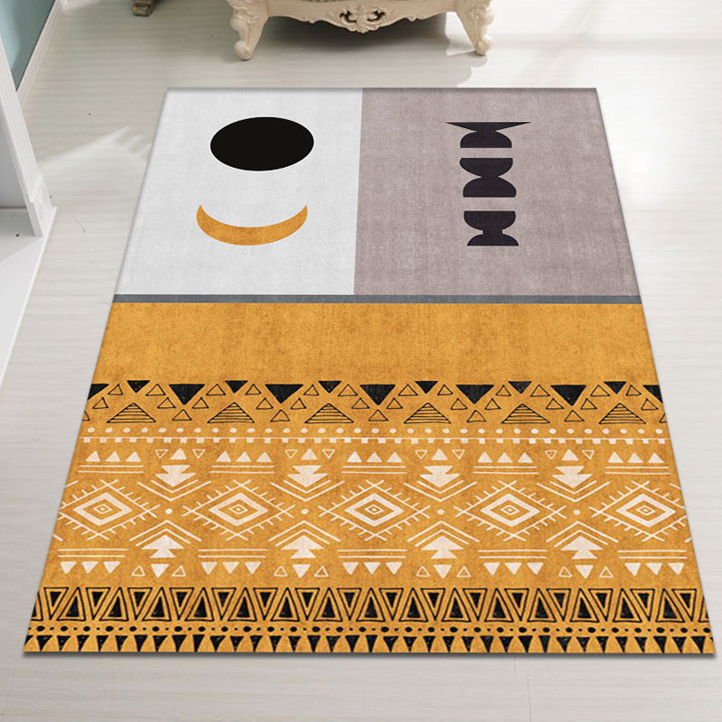 Yellow Tribal Pattern Area Rug Polyester Southwestern Rug Washable Anti-Slip Backing Rug for Study Clearhalo 'Area Rug' 'Rugs' 'Southwestern' Rug' 1870740