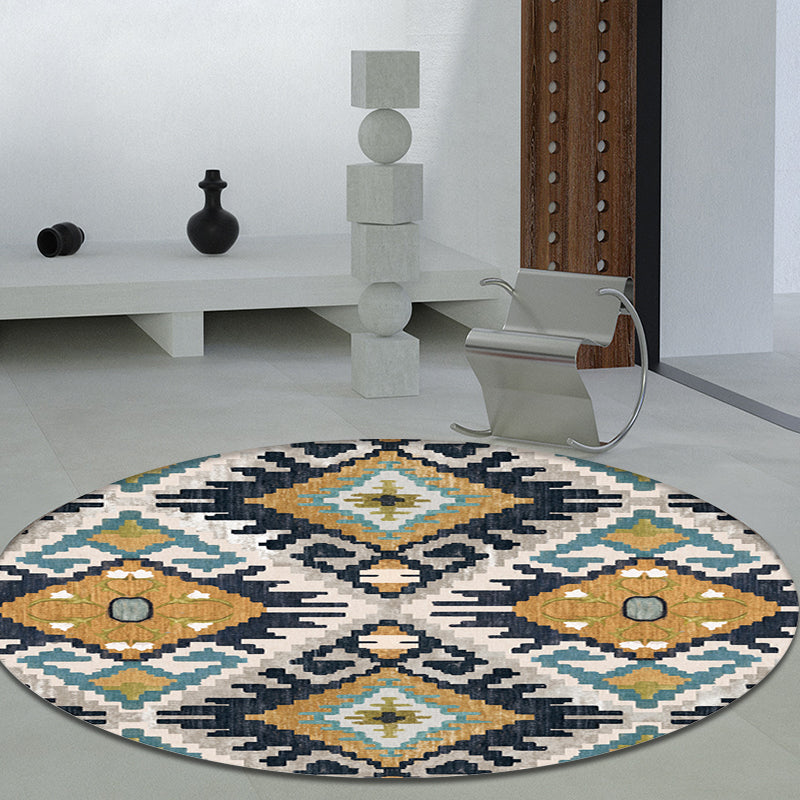 Multicolor Living Room Rug Southwestern Tribal Rhombus Pattern Rug Synthetics Machine Washable Non-Slip Backing Carpet Black Clearhalo 'Area Rug' 'Rugs' 'Southwestern' Rug' 1870900