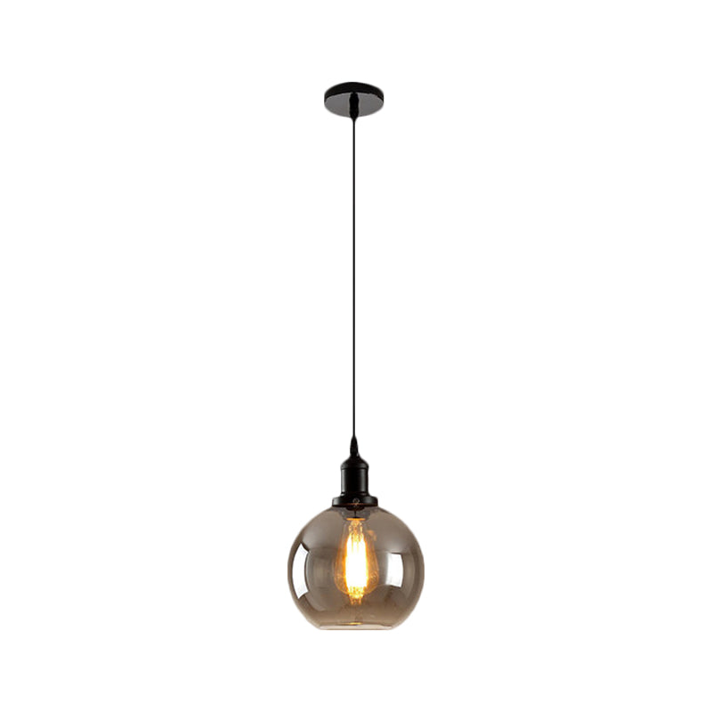 Black 1 Light Pendant Ceiling Light Farmhouse Smoked Glass Globe Lighting Fixture Clearhalo 'Ceiling Lights' 'Close To Ceiling Lights' 'Glass shade' 'Glass' 'Industrial Pendants' 'Industrial' 'Middle Century Pendants' 'Pendant Lights' 'Pendants' 'Tiffany' Lighting' 1871347