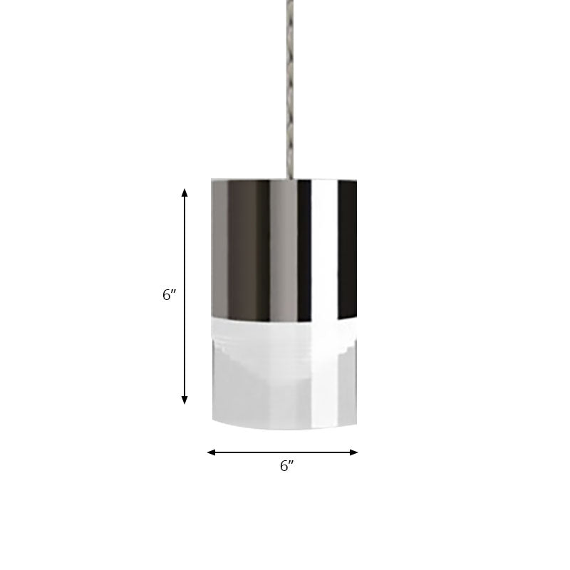 Triple Light Cylinder Hanging Lamp Modern Simple Metal and Glass Chrome Pendant Light for Bar Clearhalo 'Ceiling Lights' 'Modern Pendants' 'Modern' 'Pendant Lights' 'Pendants' Lighting' 187142
