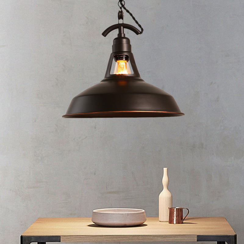 Oiled Bronze 1 Light Pendant Light Industrial Metallic Barn Shade Ceiling Pendant for Balcony Clearhalo 'Art Deco Pendants' 'Cast Iron' 'Ceiling Lights' 'Ceramic' 'Crystal' 'Industrial Pendants' 'Industrial' 'Metal' 'Middle Century Pendants' 'Pendant Lights' 'Pendants' 'Tiffany' Lighting' 1871775