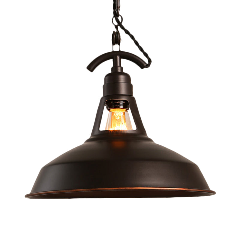 Oiled Bronze 1 Light Pendant Light Industrial Metallic Barn Shade Ceiling Pendant for Balcony Clearhalo 'Art Deco Pendants' 'Cast Iron' 'Ceiling Lights' 'Ceramic' 'Crystal' 'Industrial Pendants' 'Industrial' 'Metal' 'Middle Century Pendants' 'Pendant Lights' 'Pendants' 'Tiffany' Lighting' 1871776