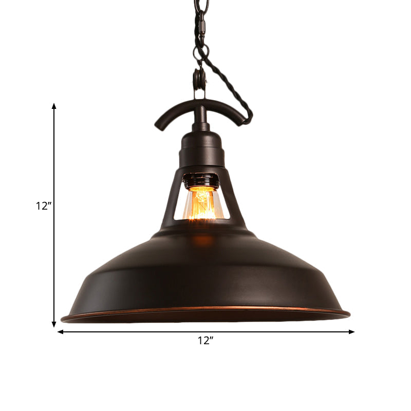 Oiled Bronze 1 Light Pendant Light Industrial Metallic Barn Shade Ceiling Pendant for Balcony Clearhalo 'Art Deco Pendants' 'Cast Iron' 'Ceiling Lights' 'Ceramic' 'Crystal' 'Industrial Pendants' 'Industrial' 'Metal' 'Middle Century Pendants' 'Pendant Lights' 'Pendants' 'Tiffany' Lighting' 1871777