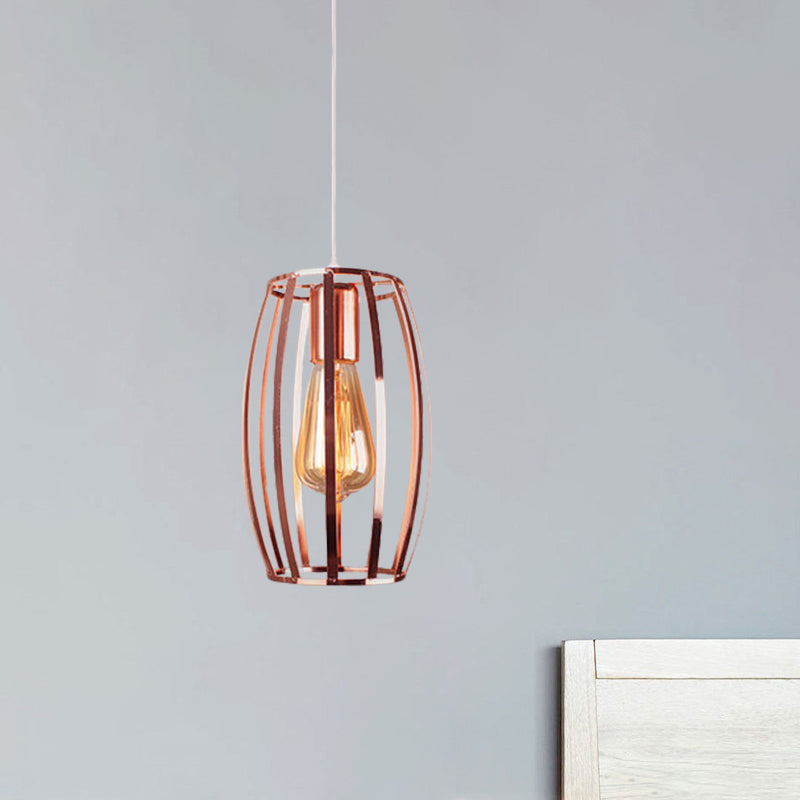 Copper Wire Cage Pendant Light Retro Stylish Metal 1 Head Kitchen Hanging Lamp with Oval Shade Clearhalo 'Art Deco Pendants' 'Cast Iron' 'Ceiling Lights' 'Ceramic' 'Crystal' 'Industrial Pendants' 'Industrial' 'Metal' 'Middle Century Pendants' 'Pendant Lights' 'Pendants' 'Tiffany' Lighting' 1871987