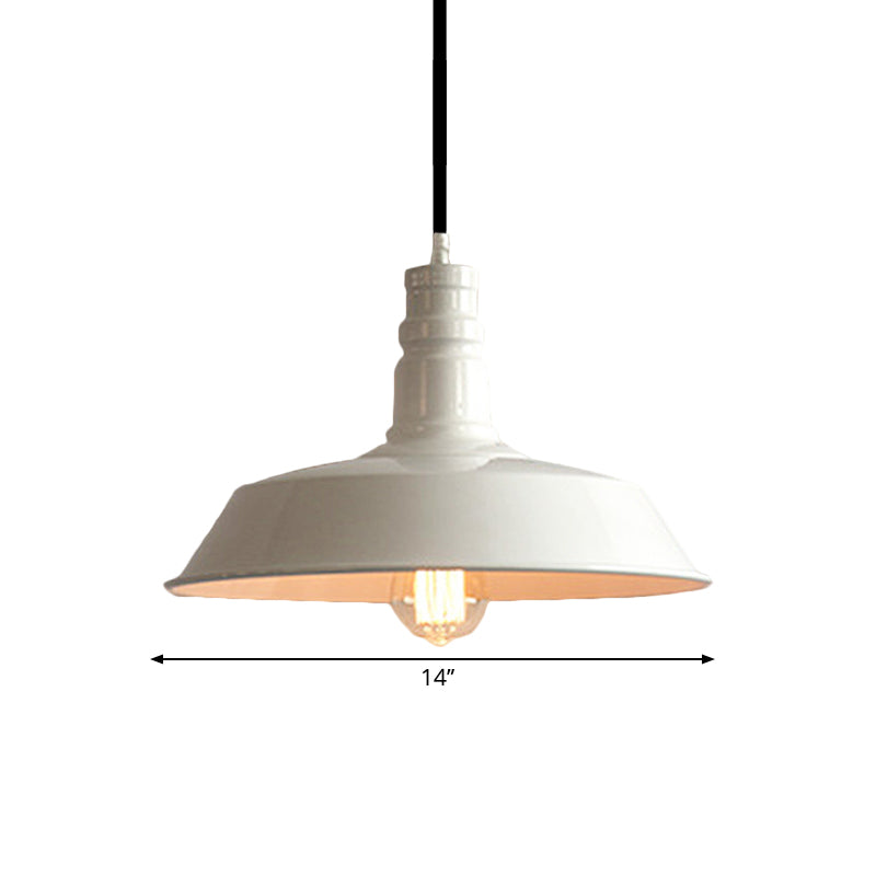 Barn Dining Table Hanging Light Fixture Vintage Stylish Metal 1 Bulb White Ceiling Lamp, 10