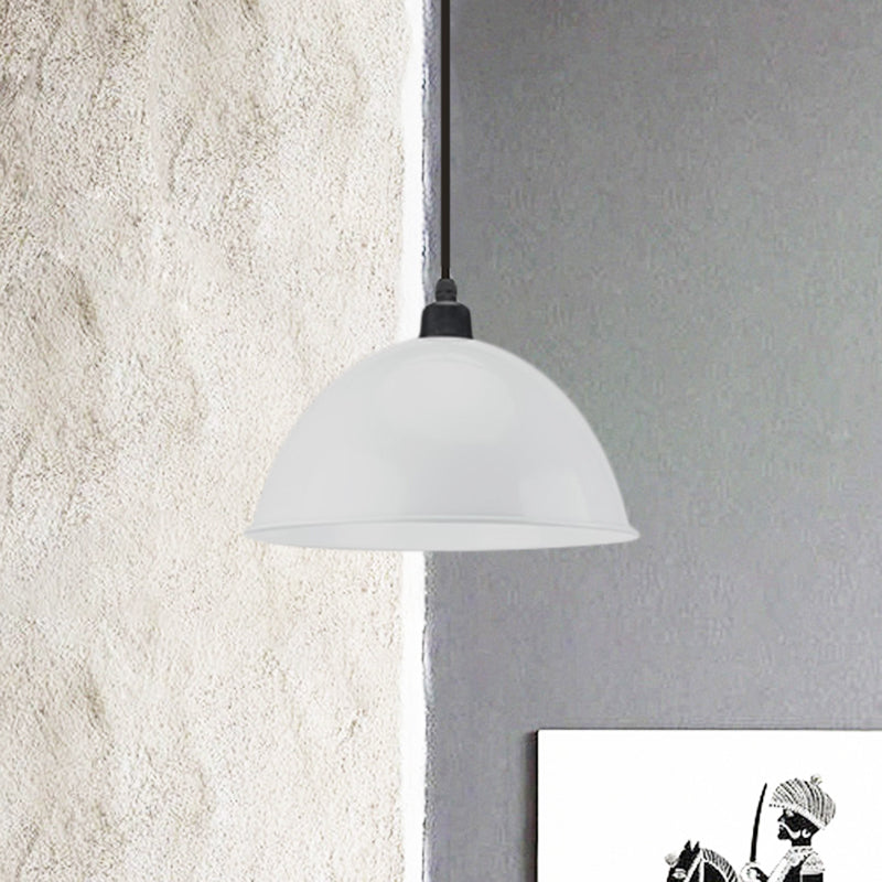 Metal Black/Gray Suspension Lamp Dome Shade 1 Bulb Industrial Style Pendant Light for Dining Room, 12