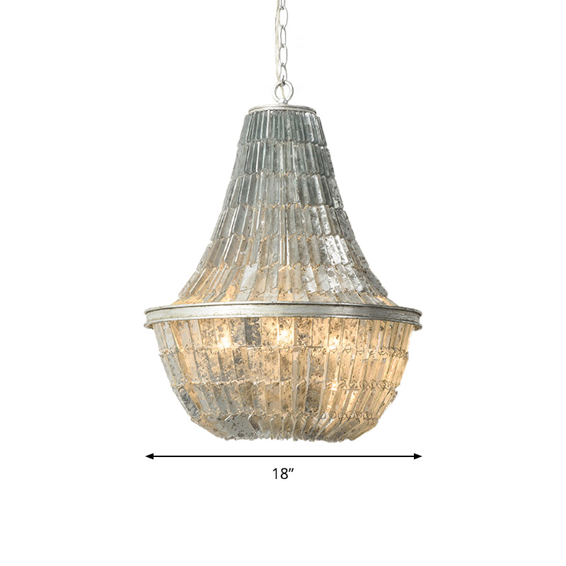 Teardrop Chandelier Light Fixture Modernism Shell 3 Lights Pendant Light Fixture in Silver Clearhalo 'Ceiling Lights' 'Chandeliers' 'Modern Chandeliers' 'Modern' Lighting' 187580