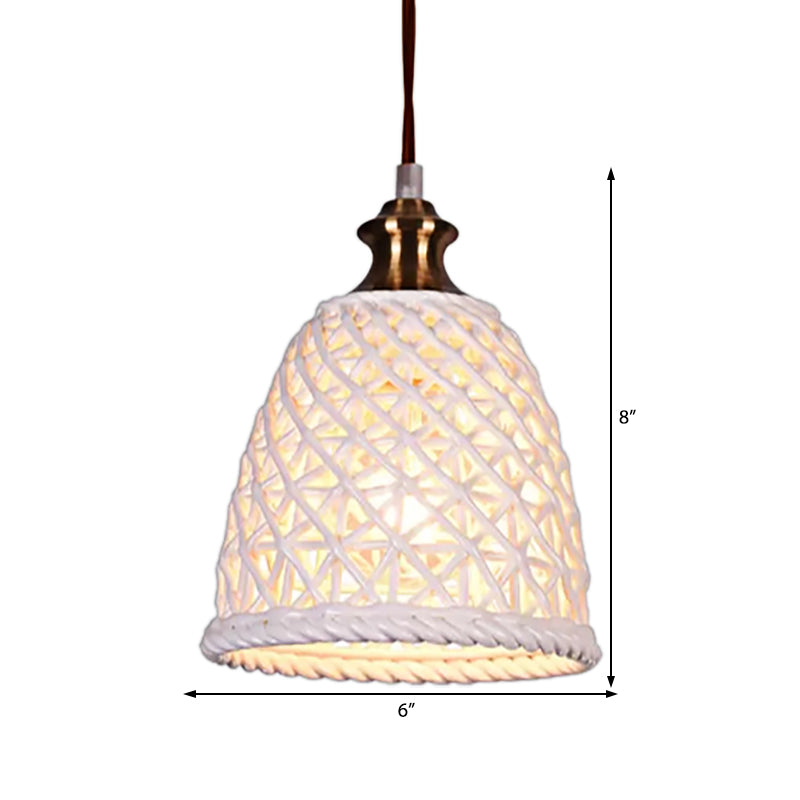 Modern Stylish Pendant Lamp Domed Basket 1 Head Ceramics Hanging Light for Restaurant Clearhalo 'Ceiling Lights' 'Pendant Lights' 'Pendants' Lighting' 188178