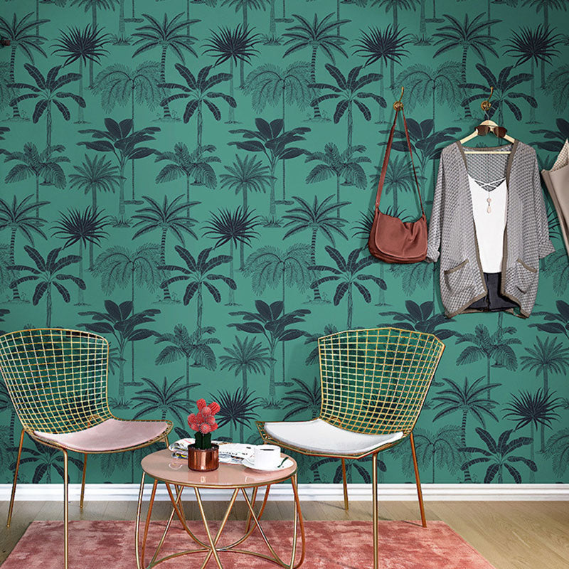 Natural Color Coconut Tree Wallpaper Stain-Resistant Wall Covering for Coffee Shop Decor, 33'L x 20.5