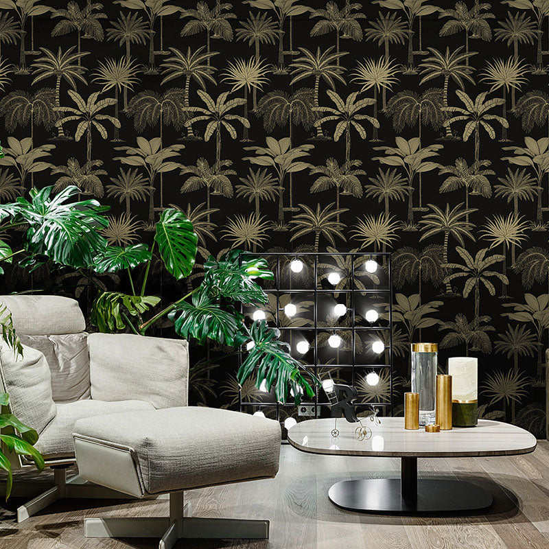 Natural Color Coconut Tree Wallpaper Stain-Resistant Wall Covering for Coffee Shop Decor, 33'L x 20.5