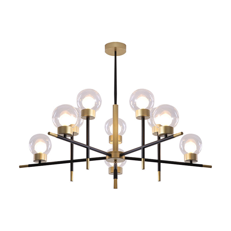 Contemporary Globe Shade Chandelier Multi-Head Metal Large Clear/White Glass Pendant Lamp for Hotel Clearhalo 'Ceiling Lights' 'Chandeliers' 'Clear' 'Industrial' 'Modern Chandeliers' 'Modern' 'Tiffany' 'Traditional Chandeliers' Lighting' 188485