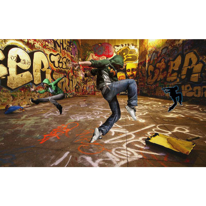 Fancy Graffiti Pattern Mural Wallpaper Contemporary Non-Woven Material Wall Covering Clearhalo 'Wall Decor' 'Wall Mural' 1884897