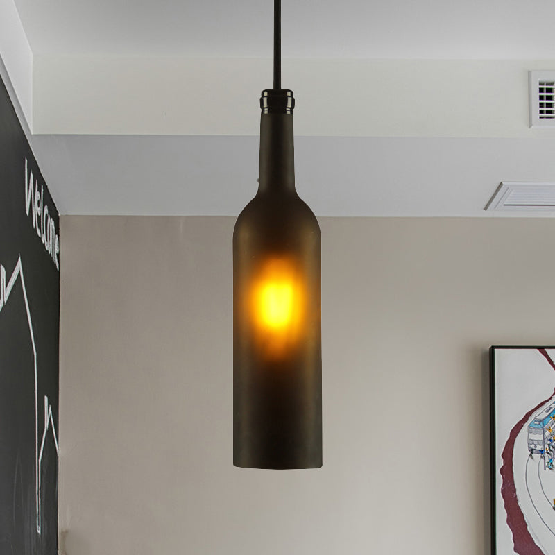 Glass Brown/Blue Suspended Lamp Wine Bottle Shade 1 Light Vintage Industrial Hanging Pendant Light Brown Clearhalo 'Ceiling Lights' 'Glass shade' 'Glass' 'Industrial Pendants' 'Industrial' 'Middle Century Pendants' 'Pendant Lights' 'Pendants' 'Tiffany' Lighting' 1885781