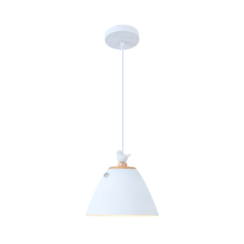 Tapered Hanging Lighting Contemporary Metal 1 Light Grey/White/Yellow Pendant Ceiling Light White Clearhalo 'Ceiling Lights' 'Modern Pendants' 'Modern' 'Pendant Lights' 'Pendants' Lighting' 1886292