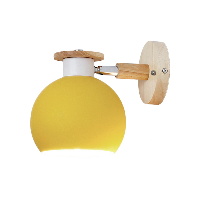 Rotatable Metal Spherical Sconce Light Kindergarten 1 Light Macaron Wall Lamp Clearhalo 'Wall Lamps & Sconces' 'Wall Lights' Lighting' 188715