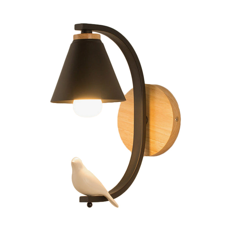 Nordic Style Conical Wall Light with Bird 1 Head Metal Sconce Light for Bedroom Hallway Clearhalo 'Wall Lamps & Sconces' 'Wall Lights' Lighting' 188861