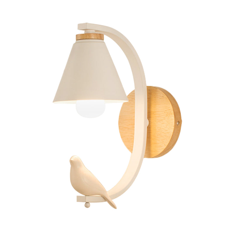 Nordic Style Conical Wall Light with Bird 1 Head Metal Sconce Light for Bedroom Hallway Clearhalo 'Wall Lamps & Sconces' 'Wall Lights' Lighting' 188865