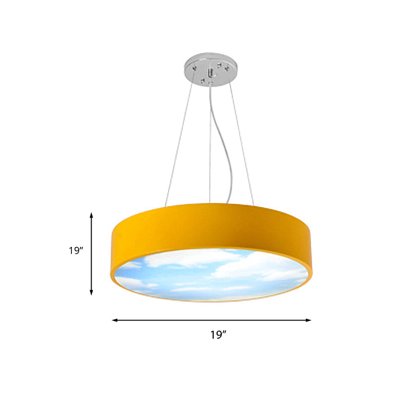 Creative Bright Colored Pendant Light Round Acrylic LED Pendant Lamp with Sky for Kindergarten Clearhalo 'Ceiling Lights' 'Pendant Lights' 'Pendants' Lighting' 189477