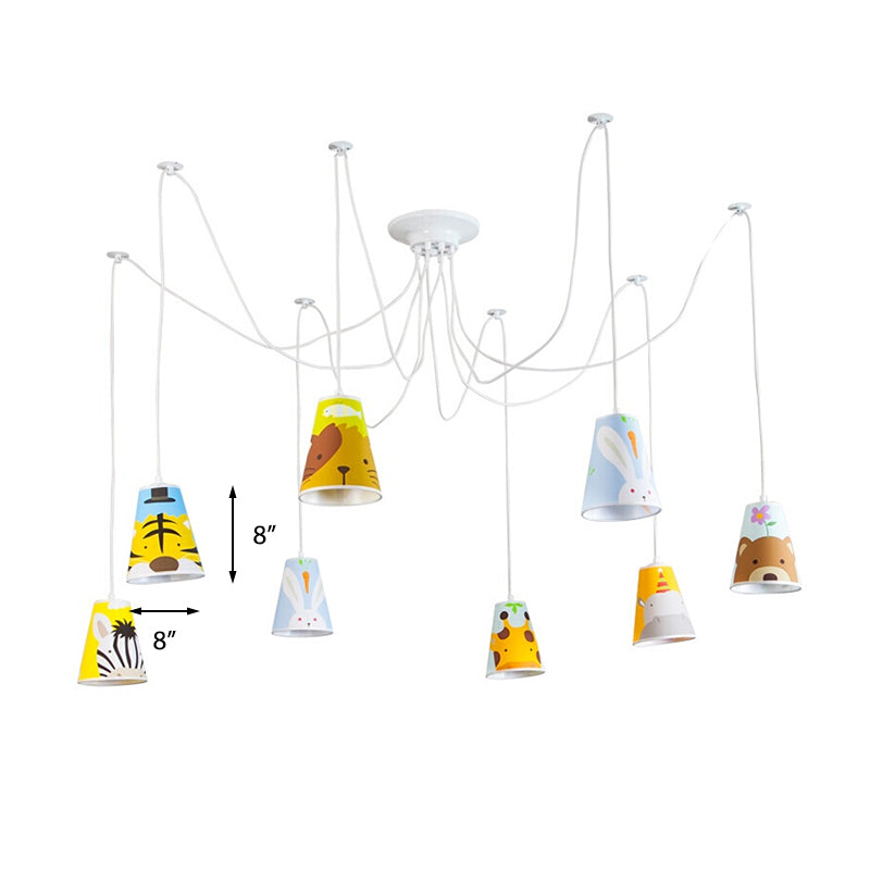 Cartoon Bucket Hanging Light with Animal 8-Light Fabric Pendant Light for Kindergarten Clearhalo 'Ceiling Lights' 'Pendant Lights' 'Pendants' Lighting' 189577