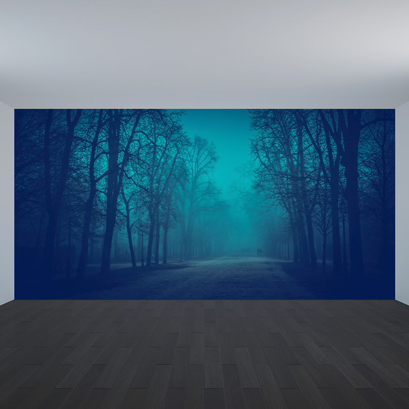 Dark Foggy Forest Mural Wallpaper Scenery Modern Waterproof Wall Art for Bedroom Clearhalo 'Wall Decor' 'Wall Mural' 1895879