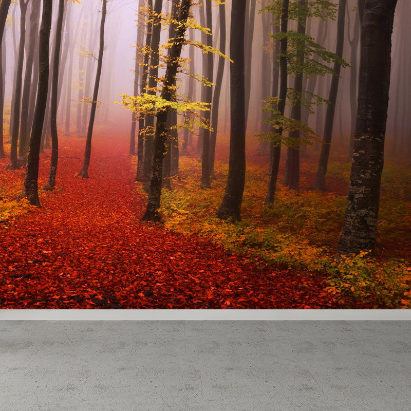 Whole Autumn Forest Mural Modern Mysterious Scenery Wall Art in Dark Color for Home Clearhalo 'Wall Decor' 'Wall Mural' 1895935