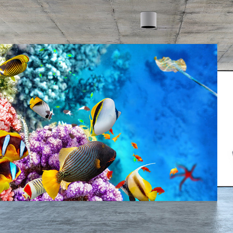 Bright Tropix Wall Paper Mural Large World Beneath the Ocean Surface Wall Decor for Room Clearhalo 'Wall Decor' 'Wall Mural' 1896074