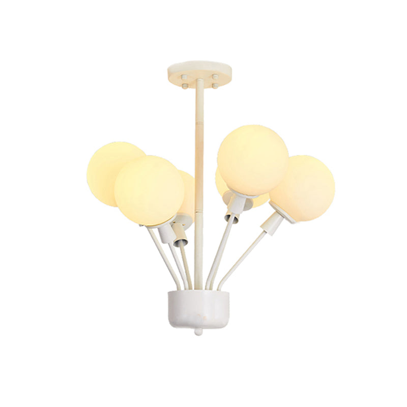 6 Lights Balloon Pendant Light Modern Metal & Glass Hanging Lamp in White for Child Bedroom Clearhalo 'Ceiling Lights' 'Close To Ceiling Lights' 'Glass shade' 'Glass' 'Pendant Lights' 'Pendants' Lighting' 189692